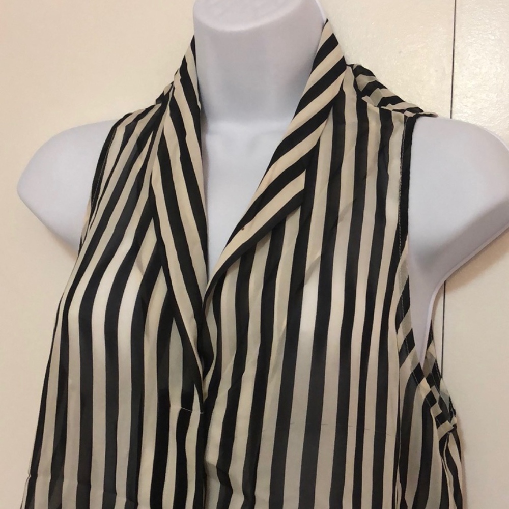 Jeunesse Silk Chiffon Black/White Striped Blouse - Picture 2 of 5
